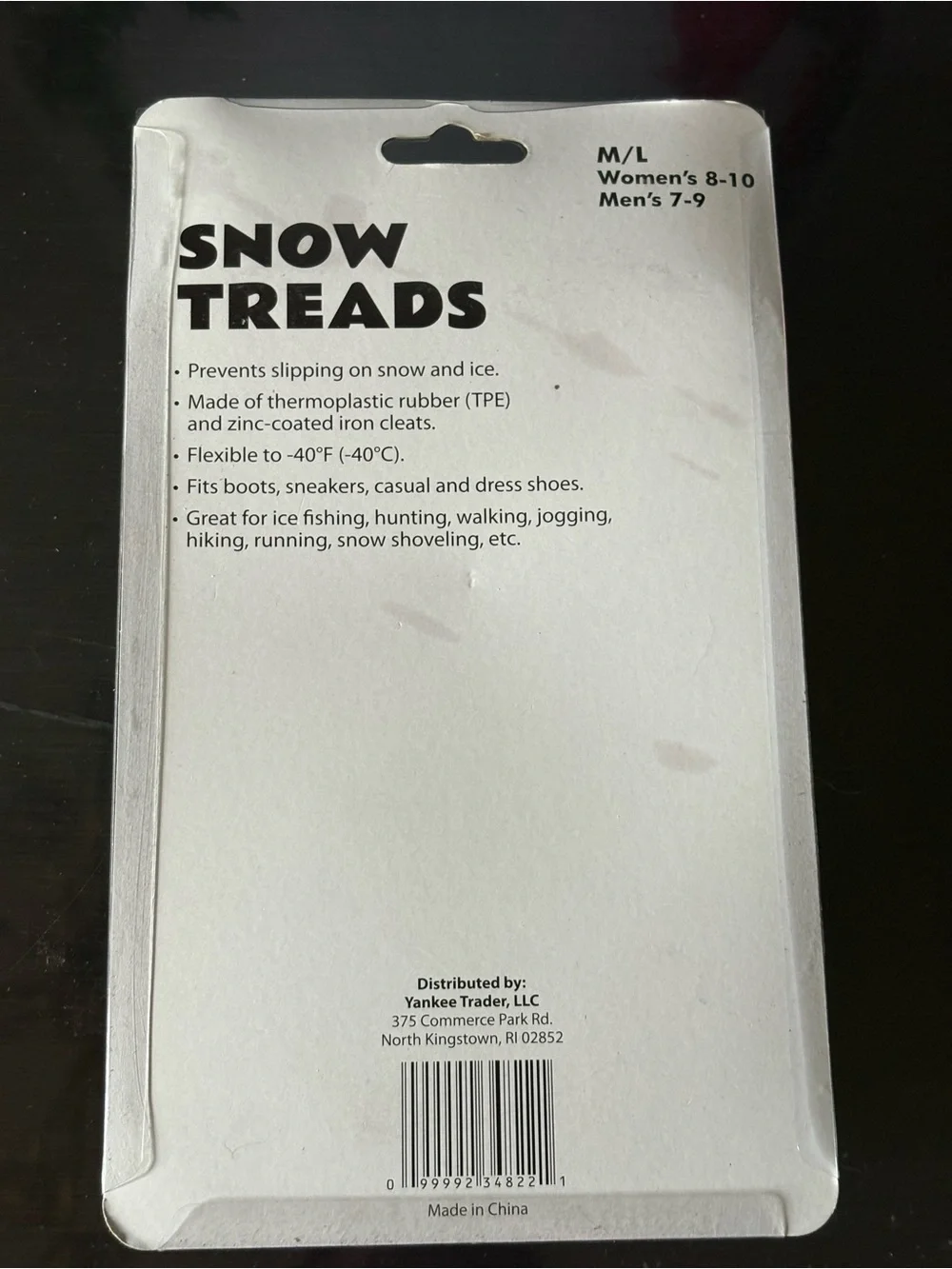 Snow Treads M/L Black with Blue Studs - Ice Traction Cleats
